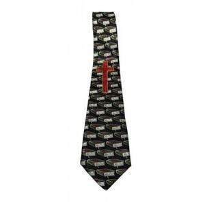 Religious Necktie with Red Cross & Bible Design  57” Length